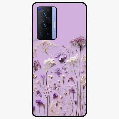 Lavender Blossom Dream Glass Case showing flat back view with soft lavender floral artwork and glossy glass finish.