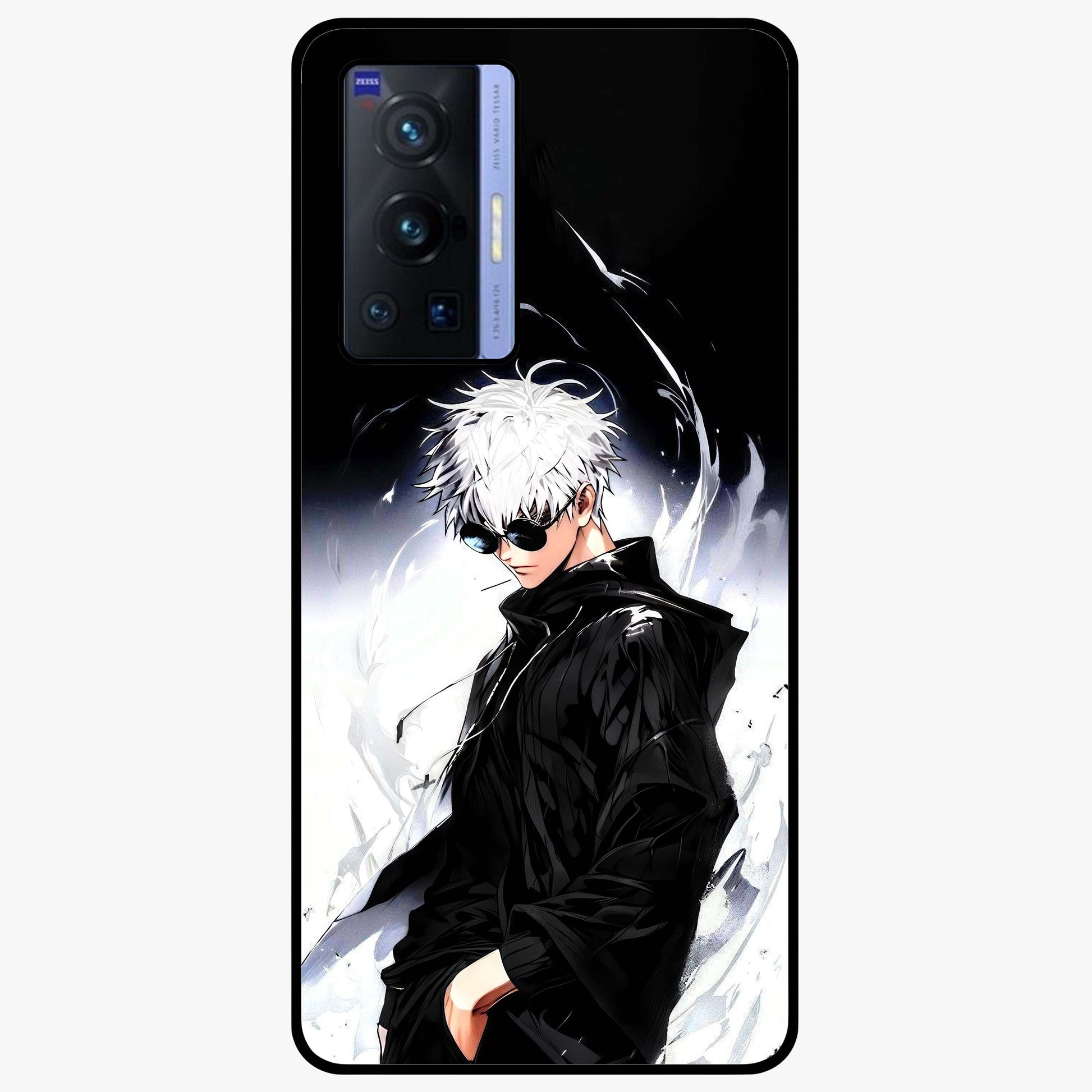 Limitless Shadow King Glass Case showing flat back view with powerful shadow warrior artwork and glossy glass finish.