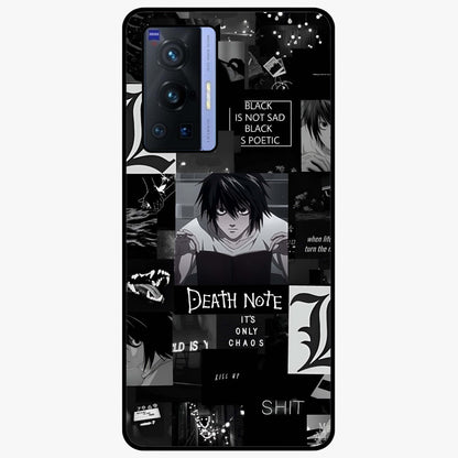 Midnight Chaos Mind Glass Case showing flat back view with abstract dark themed artwork and glossy glass finish.