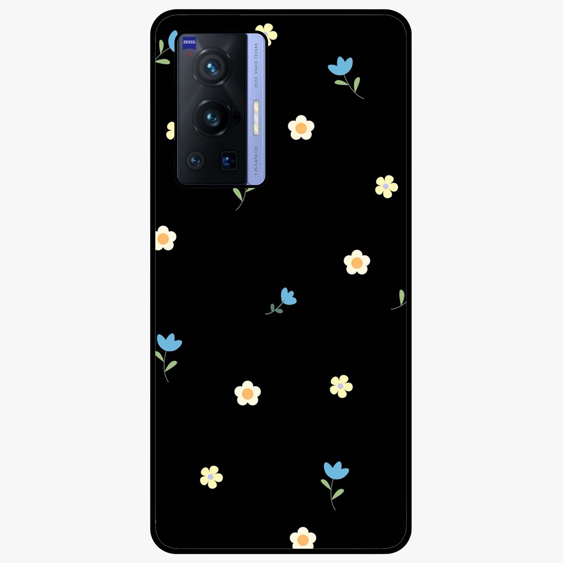 Minimal Petal Whispers Glass Case showing flat back view with soft minimal floral artwork and glossy glass finish.