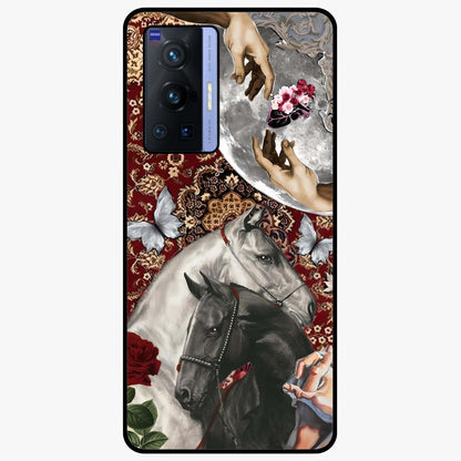 Moonlit Royal Stallion Glass Case showing flat back view with majestic horse under moonlight artwork and glossy glass finish.