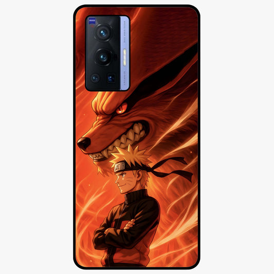 Nine Tails Legacy Glass Case showing flat back view with powerful nine-tailed fox inspired artwork and glossy glass finish.