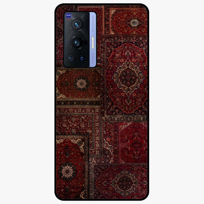Persian Velvet Tale Glass Case showing flat back view with luxurious Persian velvet pattern artwork and glossy glass finish.