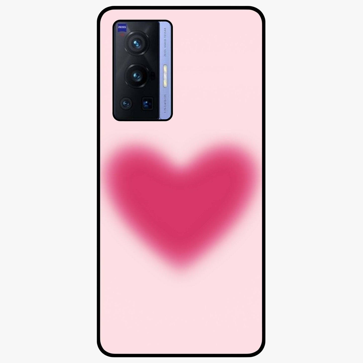 Pink Aura Heart Glass Case showing flat back view with glowing heart artwork and glossy glass finish.