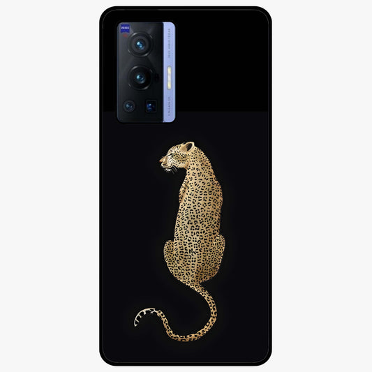 Regal Leopard Glass Case showing flat back view with bold leopard artwork and glossy glass finish.