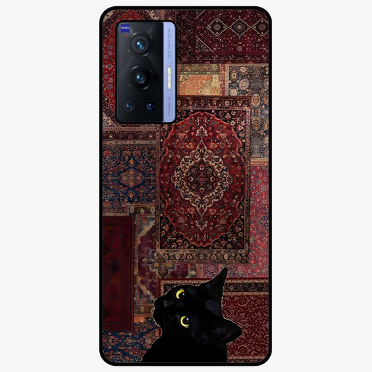 Regal Magic Cat Apple Glass Case showing flat back view with magical cat artwork holding apple and glossy glass finish.