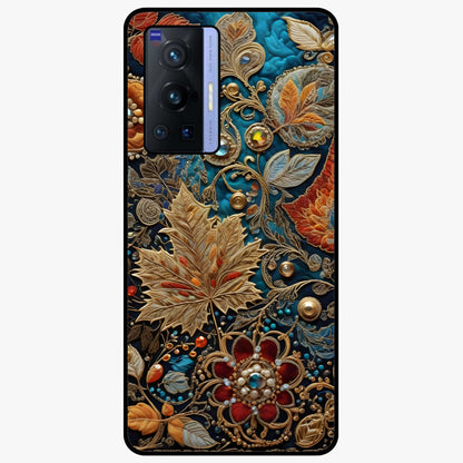 Royal Jewel Garden Glass Case showing flat back view with decorative floral garden artwork and glossy glass finish.