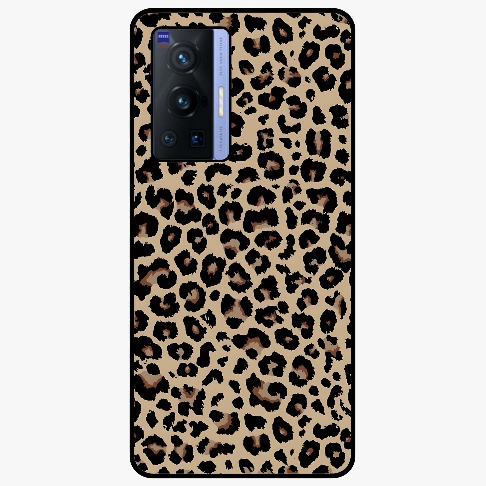 Savage Chic Pattern Glass Case showing flat back view with stylish patterned artwork and glossy glass finish.