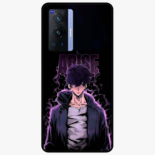 Shadow Monarch Awakening Glass Case showing flat back view with powerful dark monarch themed artwork and glossy glass finish.