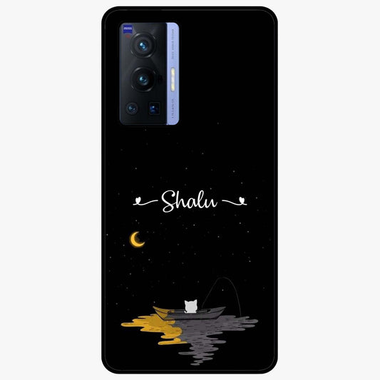 Silent Night Row Glass Case showing flat back view with calm night themed artwork and glossy glass finish.