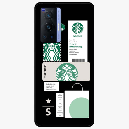 Starbucks Mocha Glass Case showing flat back view with coffee inspired artwork and glossy glass finish.