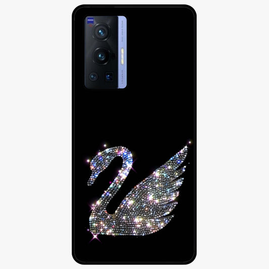Starlit Swan Grace Glass Case showing flat back view with graceful swan artwork under starry sky and glossy glass finish.