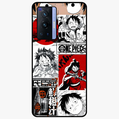 Strawhat Chaos Panels Glass Case showing flat back view with anime inspired chaos panel artwork and glossy glass finish.