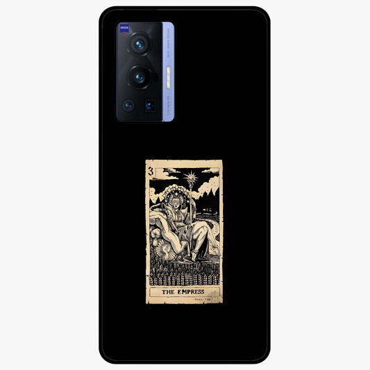 The Empress Glass Case showing flat back view with regal feminine artwork and glossy glass finish.