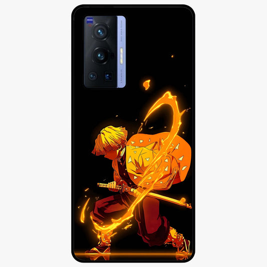 Thunder Flame Execution Glass Case showing flat back view with powerful flame and lightning artwork and glossy glass finish.