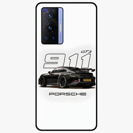 Turbo Legacy Icon Glass Case showing flat back view with iconic sports car inspired artwork and glossy glass finish.