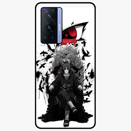 Uchiha Shadow Throne Glass Case showing flat back view with cosmic underwater themed artwork and glossy glass finish.