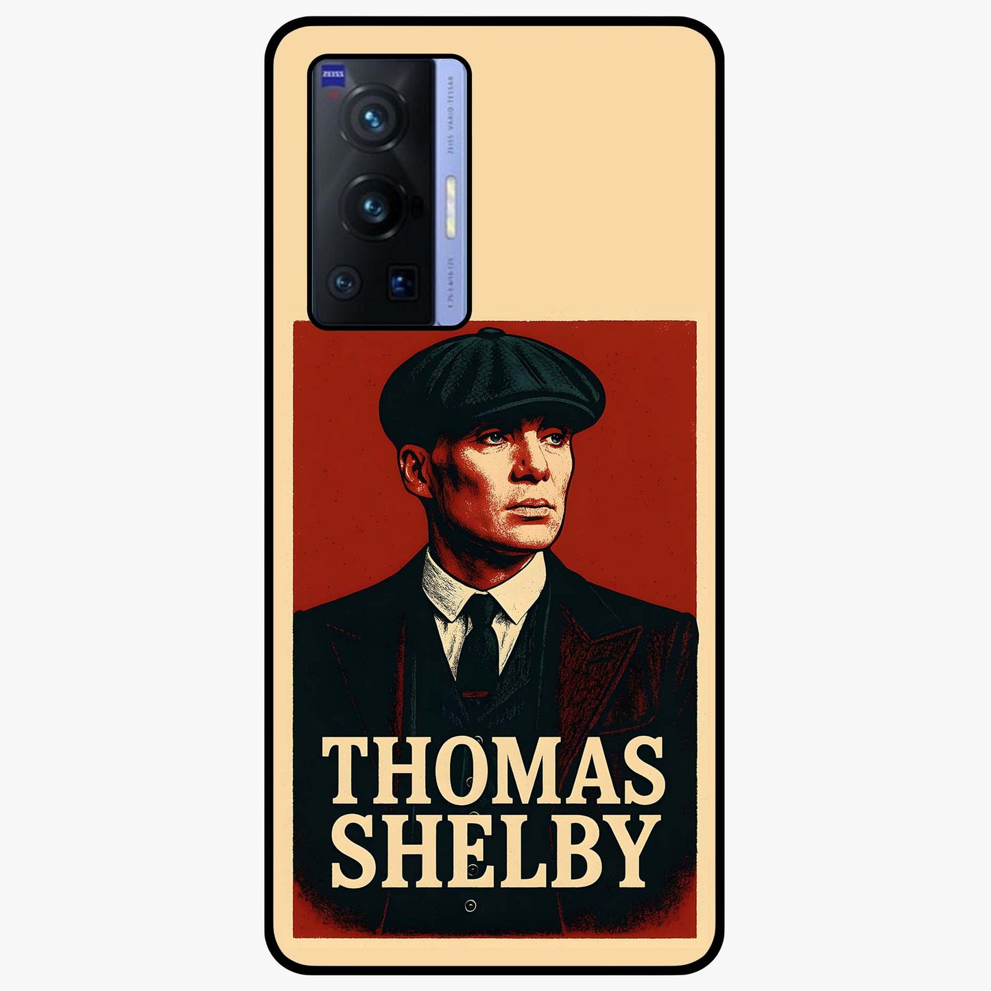 Vintage Mafia Authority Glass Case showing flat back view with bold vintage mafia inspired artwork and glossy glass finish.
