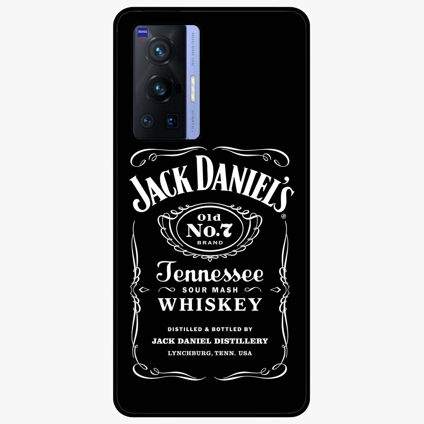 Vintage Whiskey Heritage Glass Case showing flat back view with classic whiskey inspired artwork and glossy glass finish.
