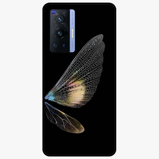 Whispers Of Wings Glass Case showing flat back view with graceful wing inspired artwork and glossy glass finish.