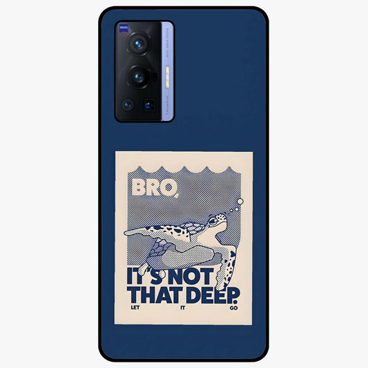 Worry Less Swim Glass Case showing flat back view with playful motivational artwork and glossy glass finish.