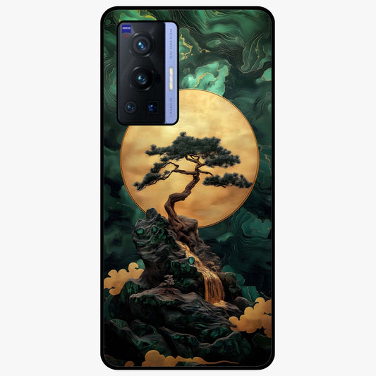 Zen Moon Rise Glass Case showing flat back view with calm moonrise artwork and glossy glass finish.