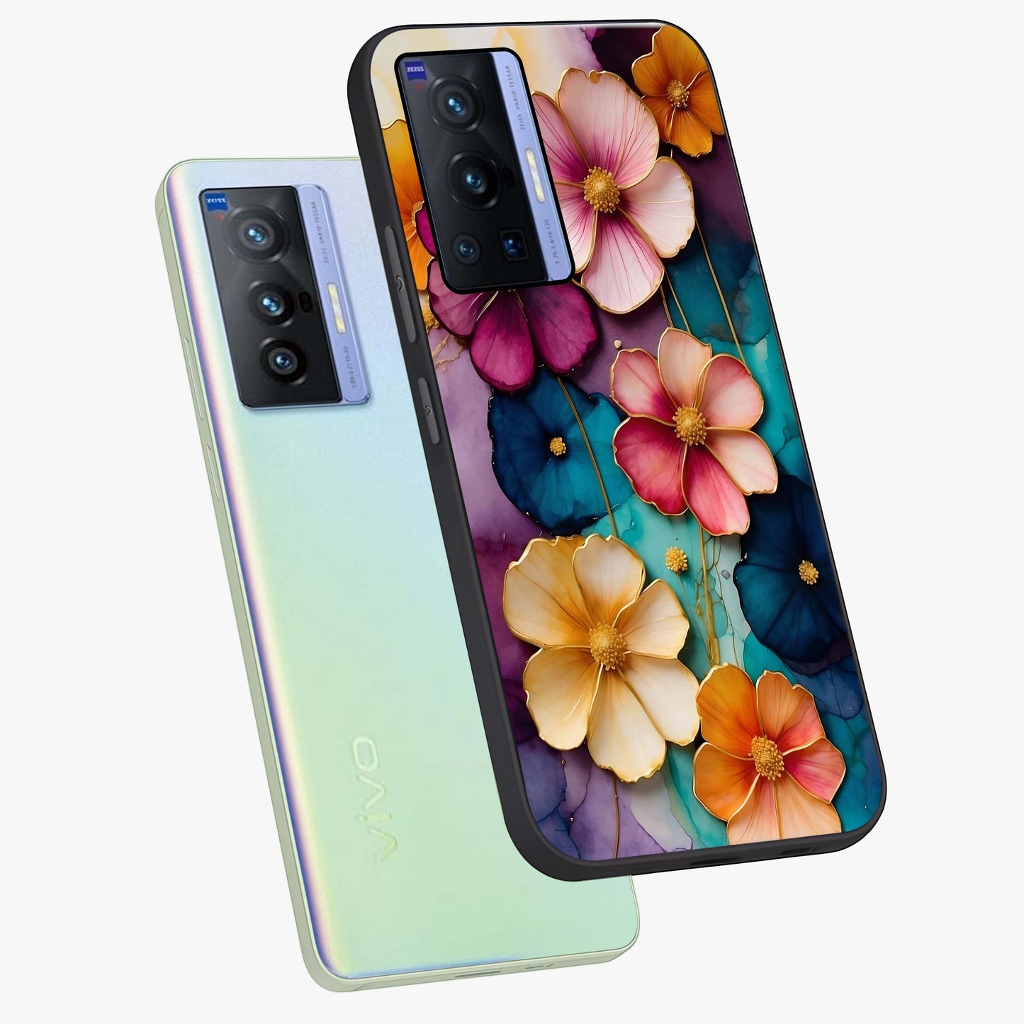 Artlyn Grace Flower Pattern Glass Case displayed in angled mockup highlighting delicate flower pattern design and smooth glass surface.