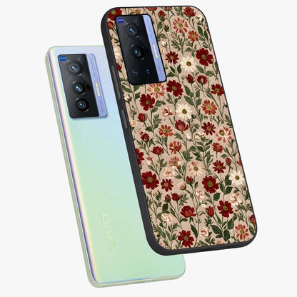 Biege Flower With Leaf Glass Case displayed in angled mockup highlighting minimal floral leaf design and elegant aesthetic.
