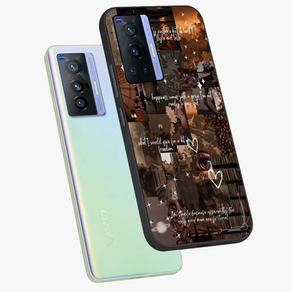 Bittersweet Aesthetic Chaos Glass Case displayed in angled mockup highlighting expressive abstract artwork and edgy aesthetic theme.