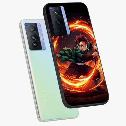 Blazing Sword Resolve Glass Case displayed in angled mockup highlighting powerful sword illustration and bold fantasy theme.