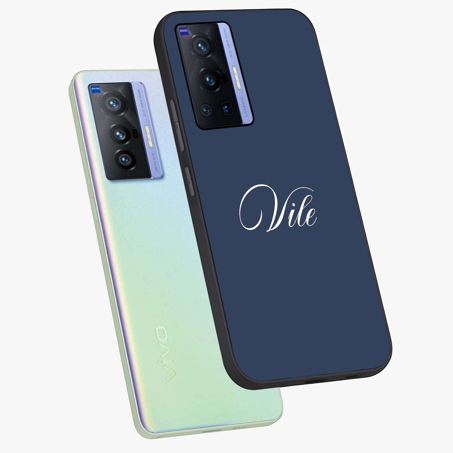 Blue Vintage Floral Pattern Glass Case showing flat back view with elegant vintage floral artwork and glossy glass finish.
