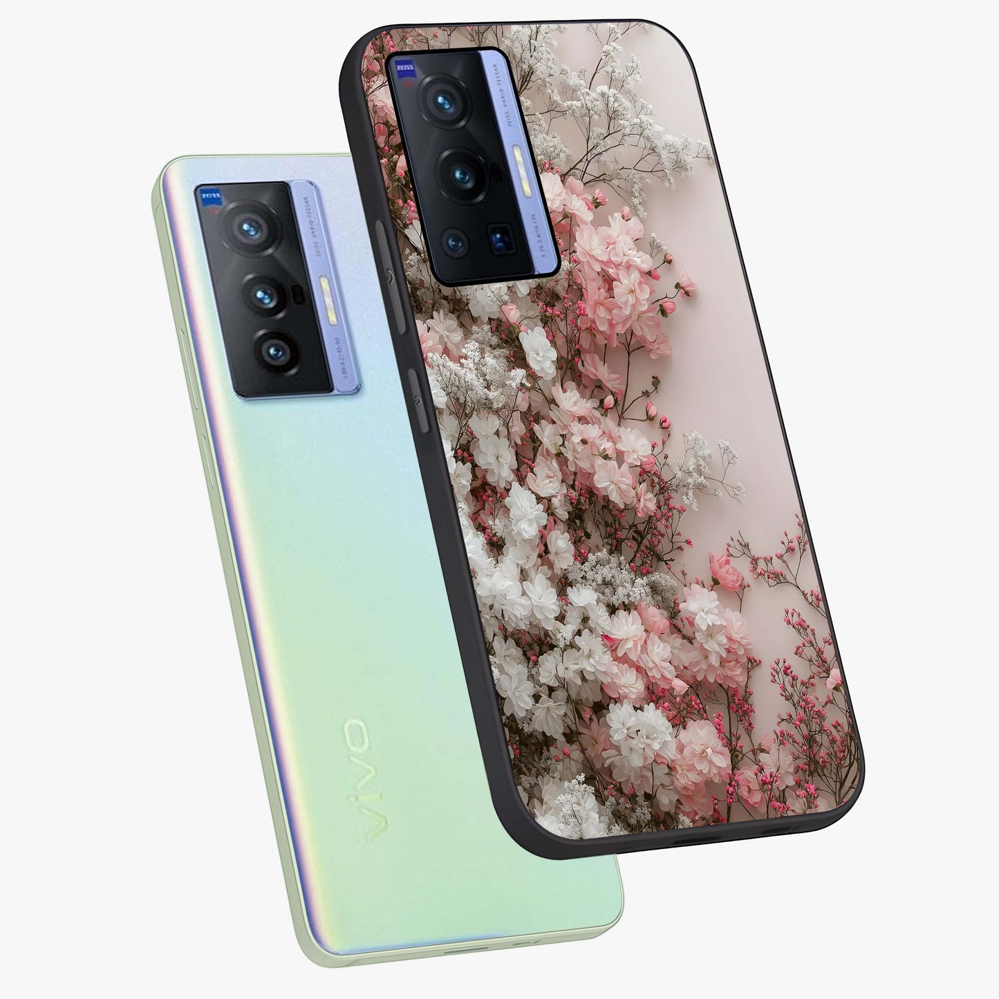 Blush Blossom Cloud Glass Case displayed in angled mockup highlighting soft cloud and blossom design with pastel aesthetic.