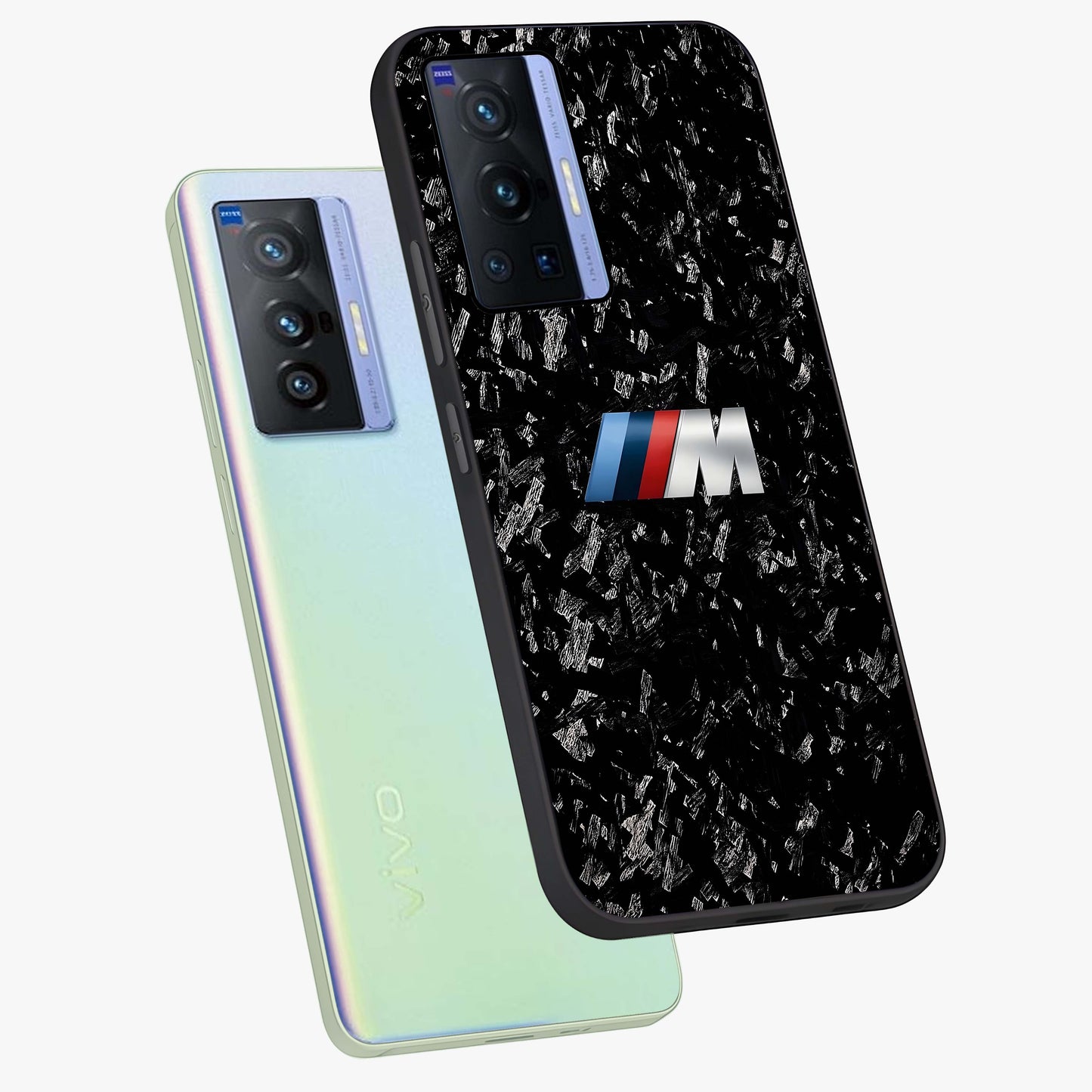 Carbon Speed Mark Glass Case displayed in angled mockup highlighting racing inspired carbon design and sleek aesthetic style.