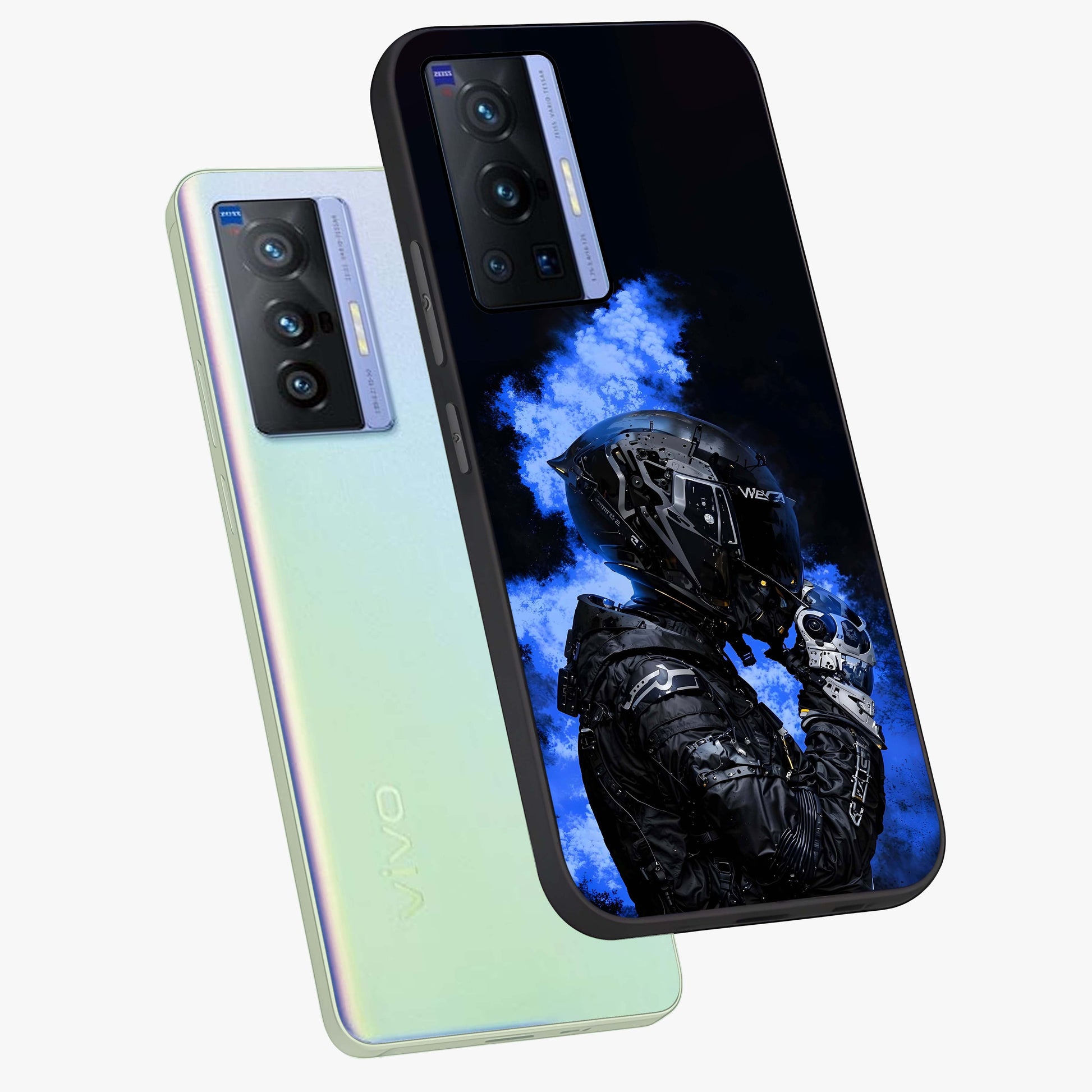 Cyber Sentinel Protocol Glass Case displayed in angled mockup highlighting digital cyber design with sci-fi aesthetic style.