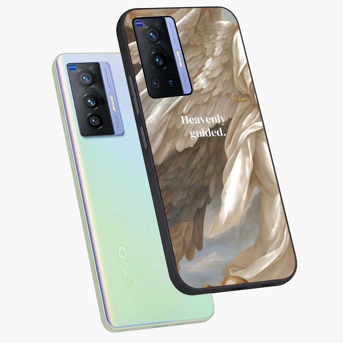 Divine Winged Grace Glass Case displayed in angled mockup highlighting graceful wing design with divine aesthetic style.