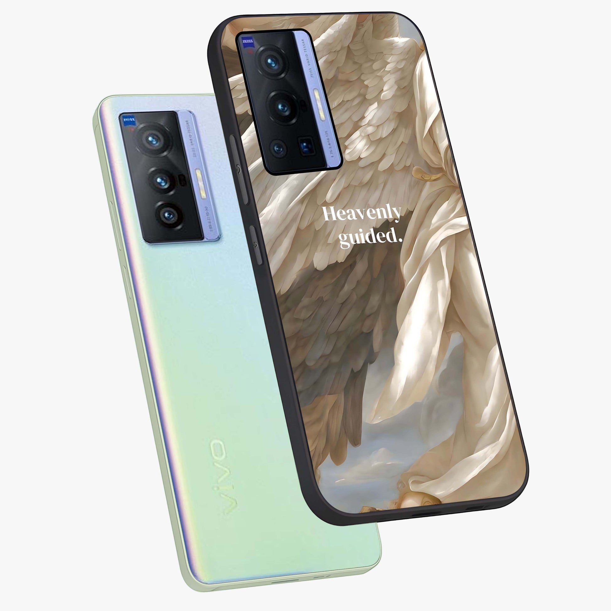 Divine Winged Grace Glass Case displayed in angled mockup highlighting graceful wing design with divine aesthetic style.