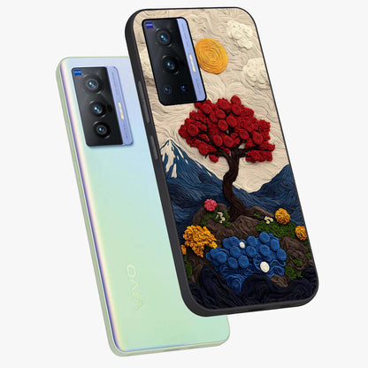 Eternal Nature Tapestry Glass Case displayed in angled mockup highlighting detailed botanical pattern with artistic aesthetic.