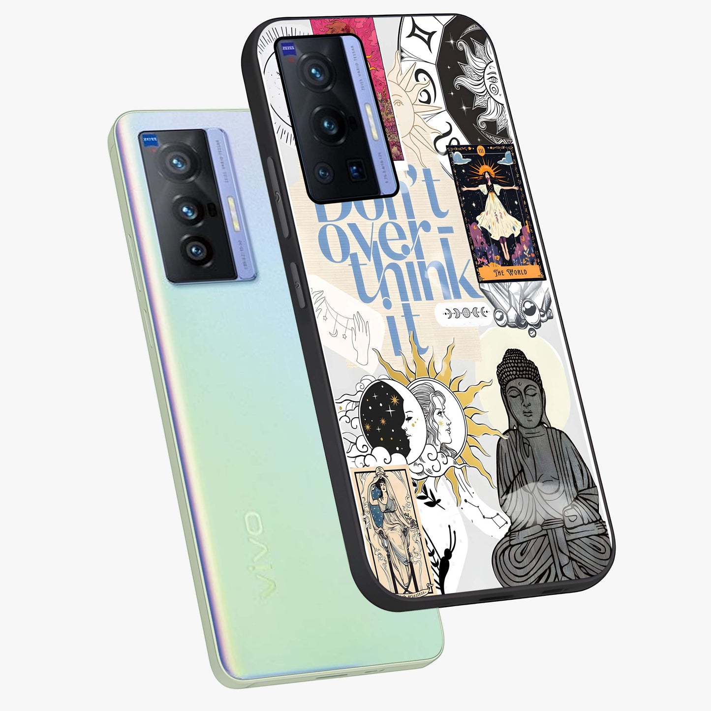 Ethereal Thoughts Glass Case displayed in angled mockup highlighting soft abstract design with calm ethereal aesthetic.