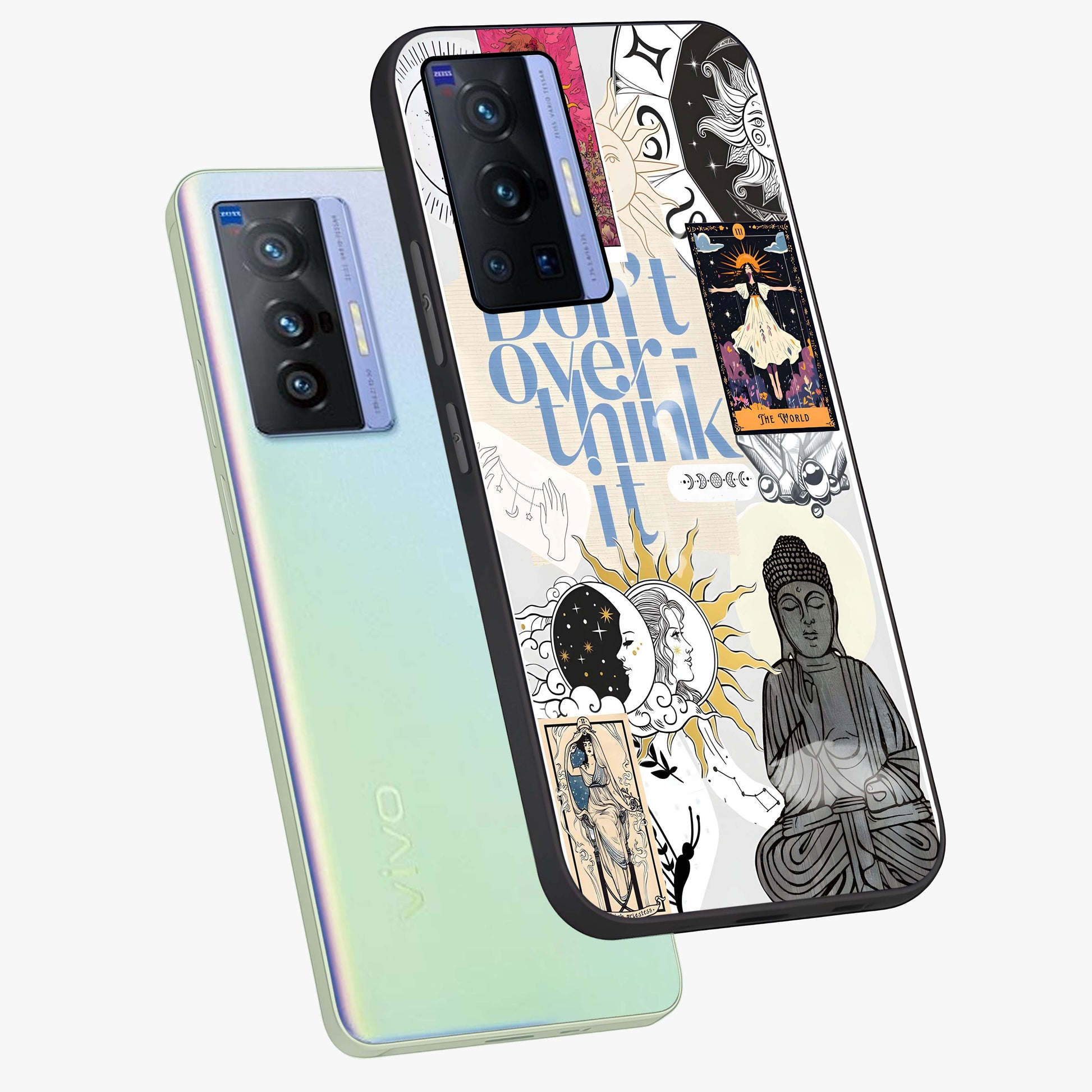 Ethereal Thoughts Glass Case displayed in angled mockup highlighting soft abstract design with calm ethereal aesthetic.