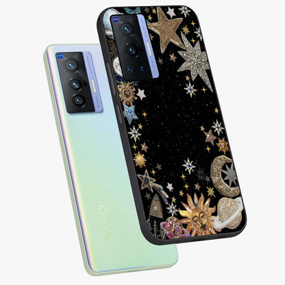 Galactic Jewel Stars Glass Case displayed in angled mockup highlighting shining celestial star design with cosmic aesthetic style.