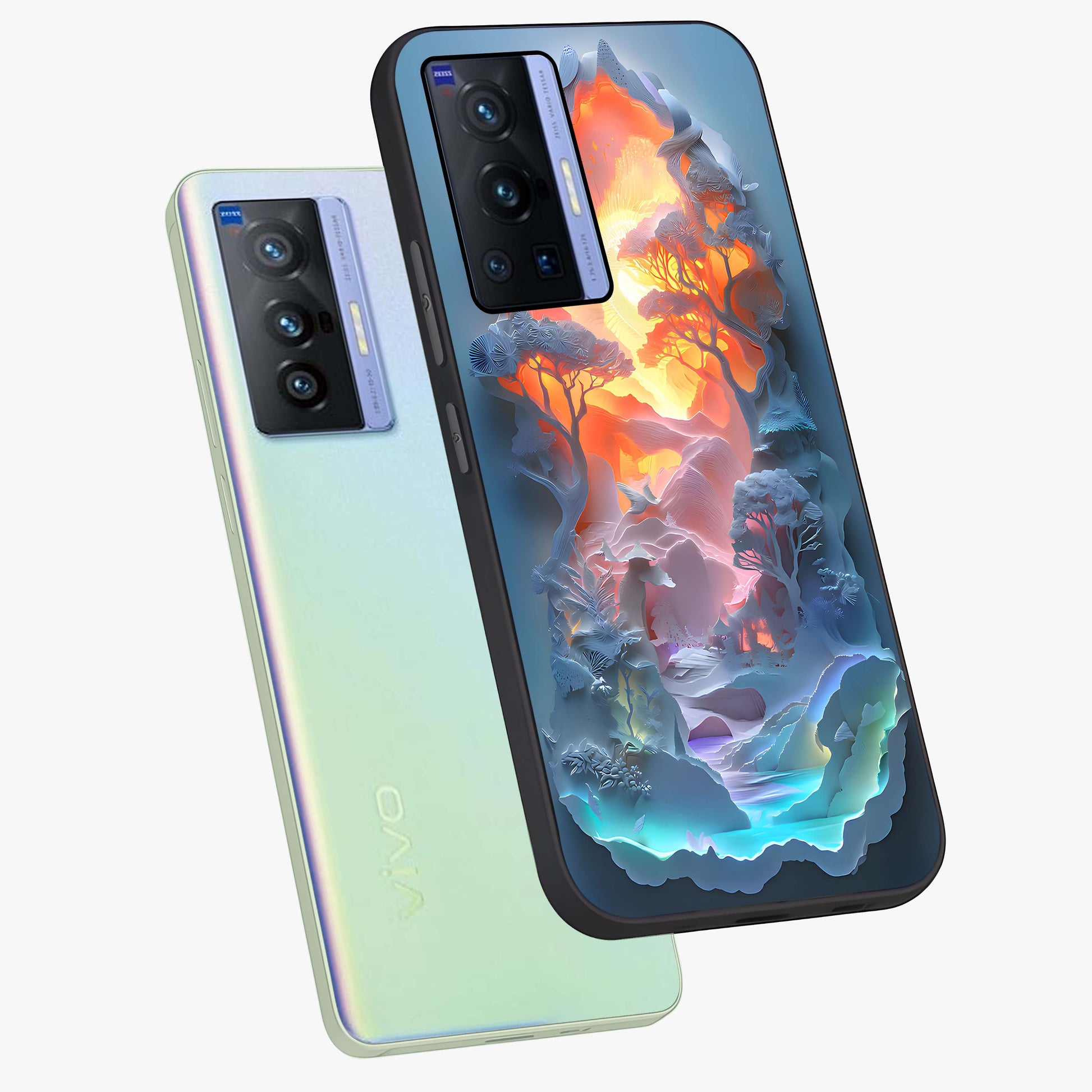 Glow Forest Portal Glass Case displayed in angled mockup highlighting mystical forest design with magical glowing aesthetic.