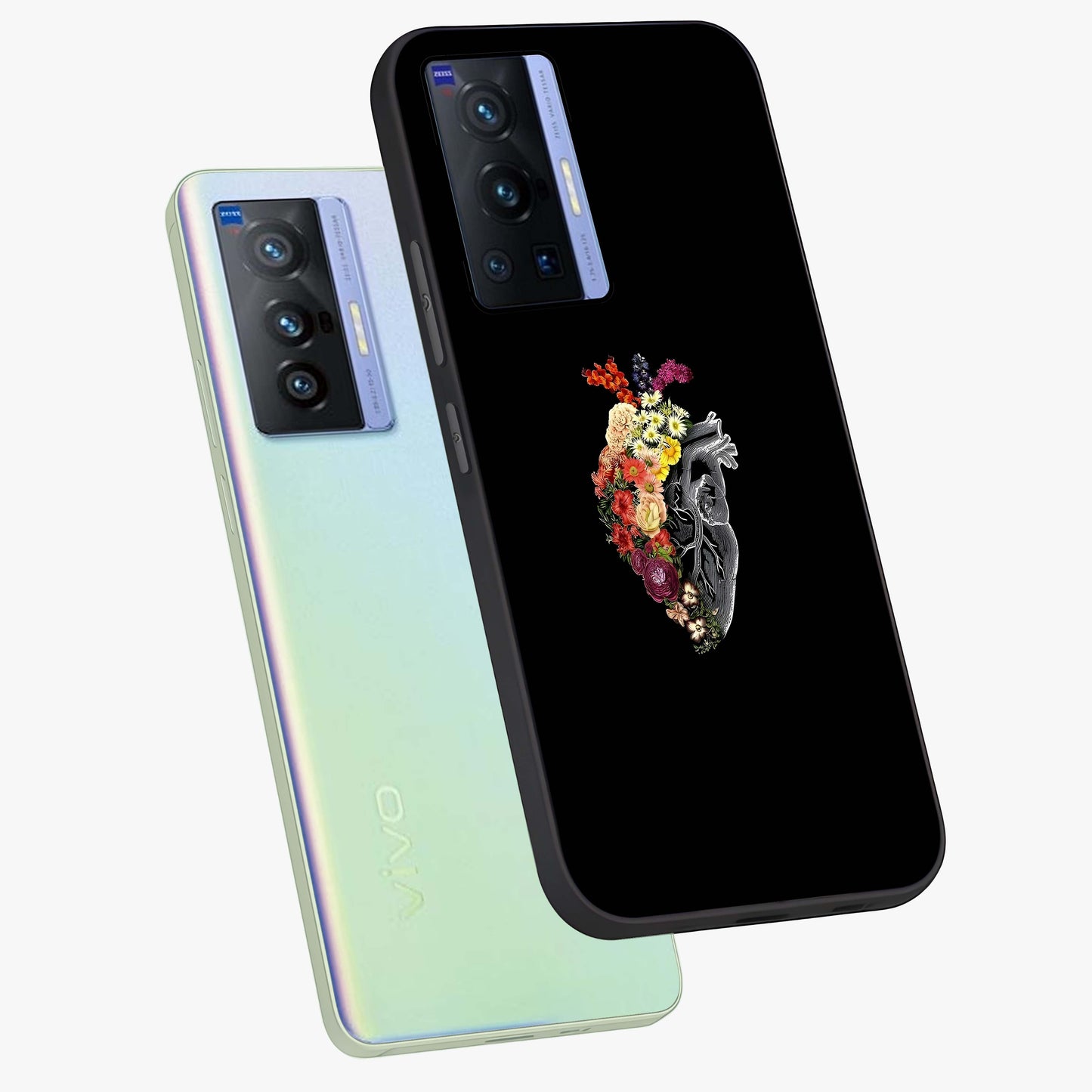 Heart With Flowers Glass Case displayed in angled mockup highlighting romantic flower design with soft aesthetic style.