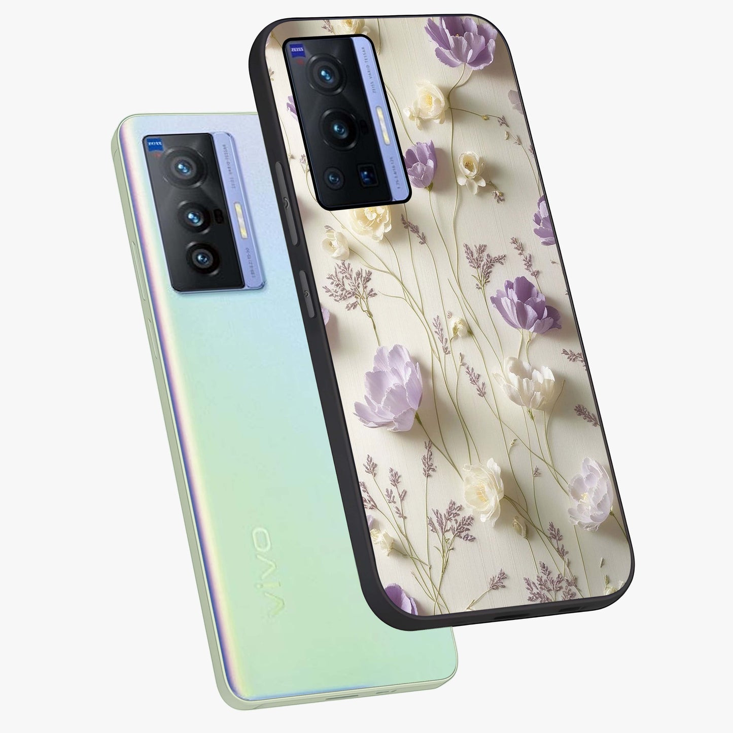 Lilac Breeze Harmony Glass Case displayed in angled mockup highlighting calm lilac breeze design with soothing aesthetic style.