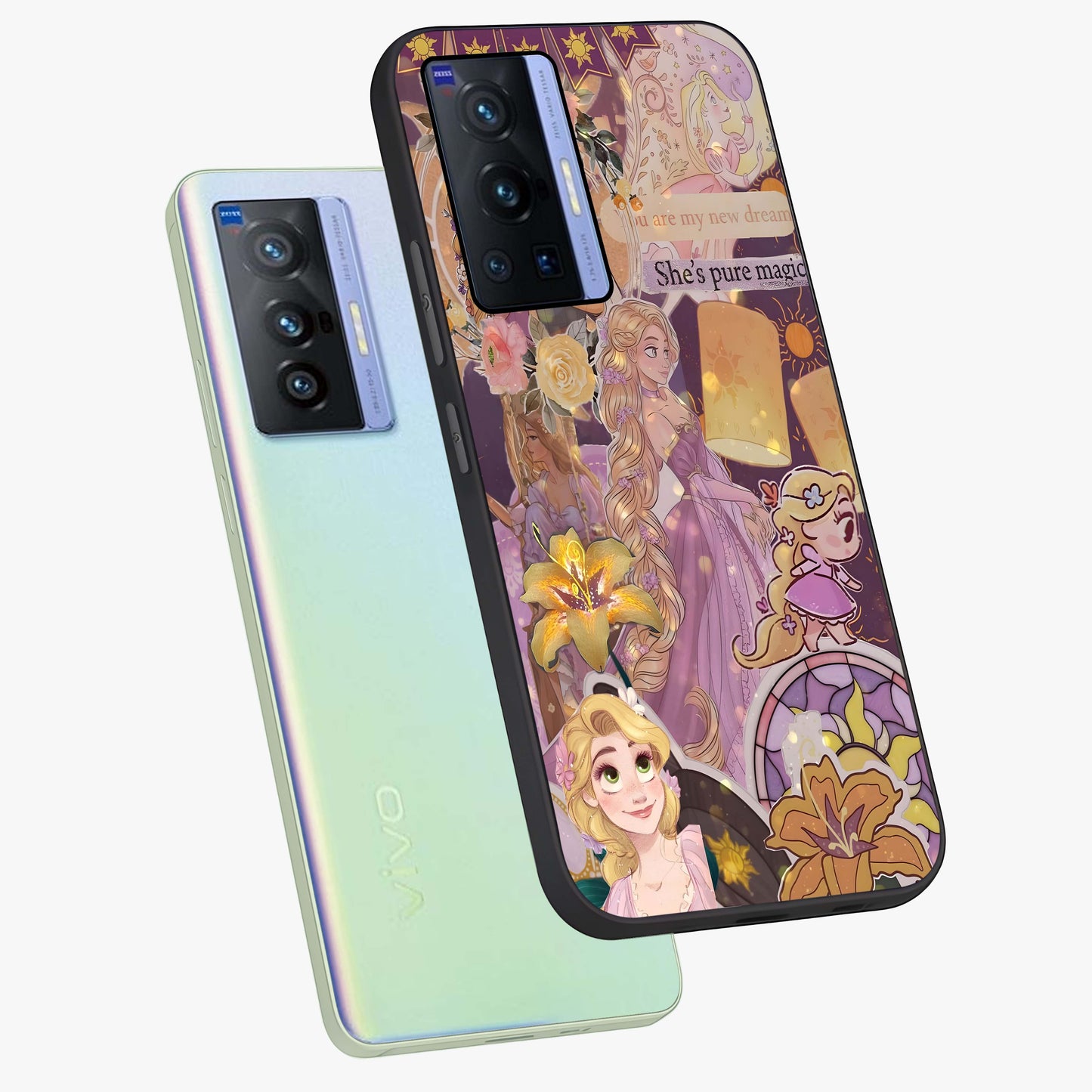 Magical Tangled Dream Glass Case displayed in angled mockup highlighting whimsical fantasy design with magical aesthetic.