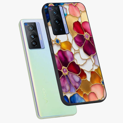 Marble Flower Pattern Glass Case displayed in angled mockup highlighting elegant marble floral design with modern aesthetic.