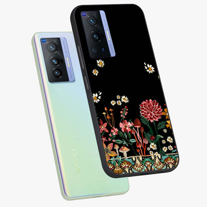 Midnight Bloom Pattern Glass Case displayed in angled mockup highlighting elegant flower design with midnight aesthetic style.