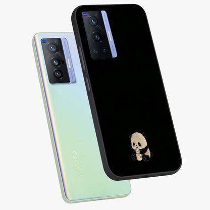 Midnight Panda Love Glass Case displayed in angled mockup highlighting adorable panda illustration with midnight aesthetic.