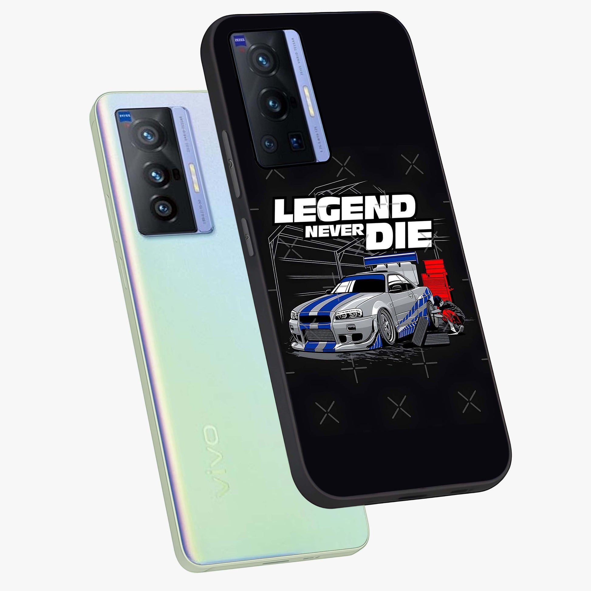 Midnight Racing Legacy Glass Case displayed in angled mockup highlighting dynamic automotive design with bold midnight aesthetic.