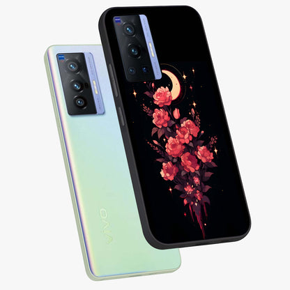 Moonlit Floral Elegance Glass Case displayed in angled mockup highlighting graceful flower design with soft moonlight aesthetic.
