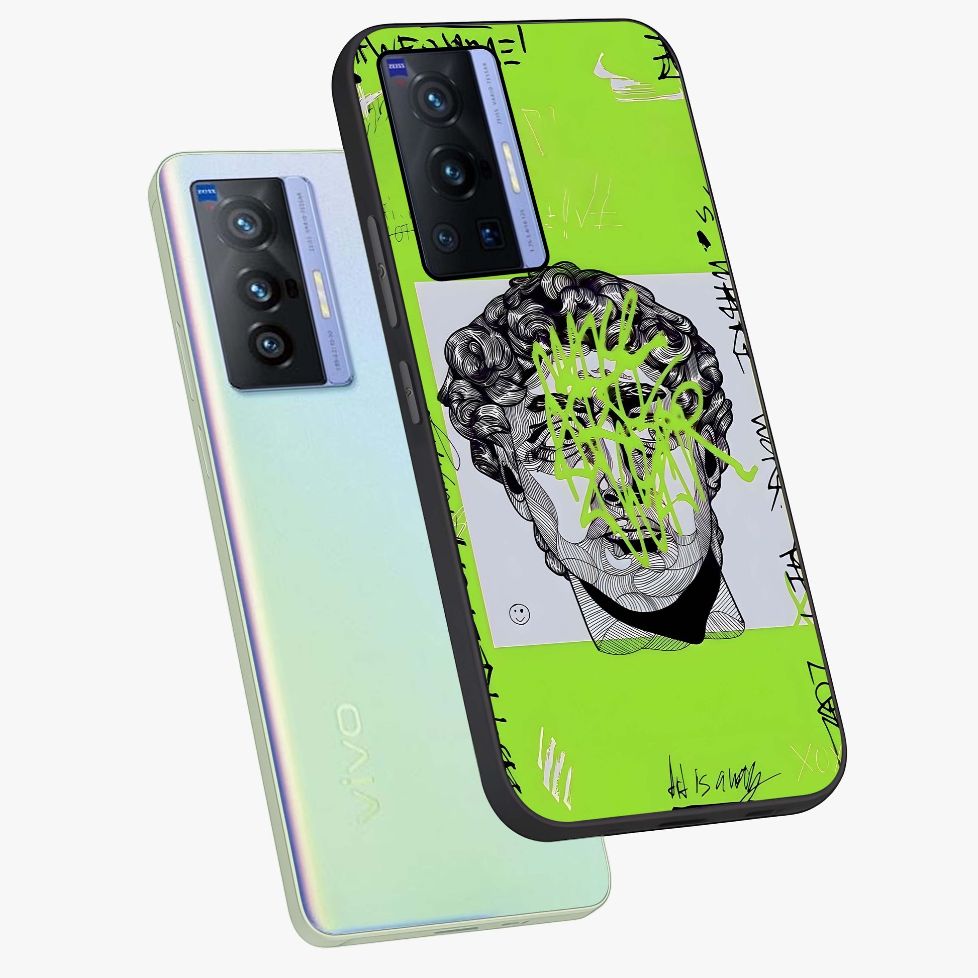 Neo Graffiti Rebellion Glass Case displayed in angled mockup highlighting urban street art design with rebellious aesthetic.